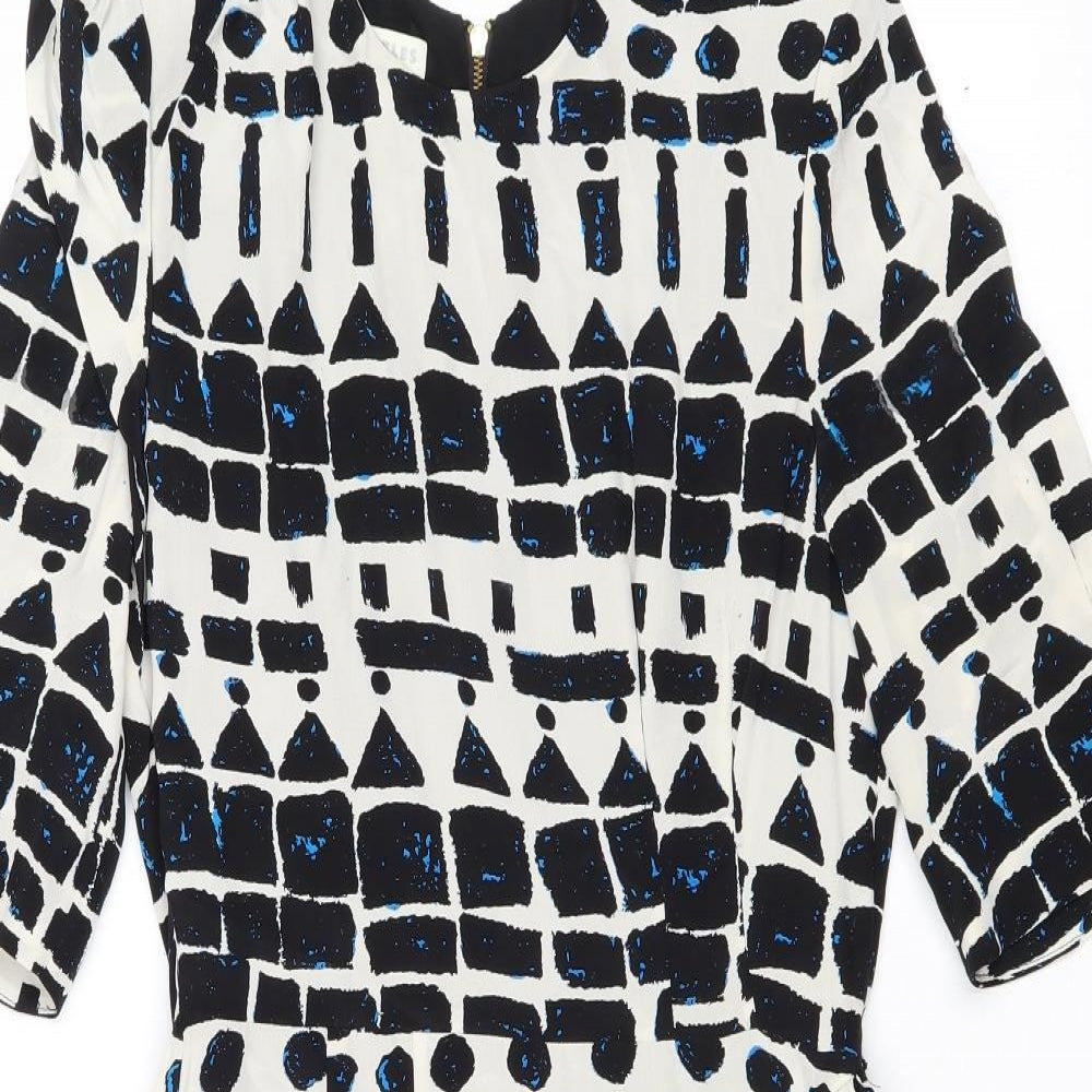Whistles Womens Multicoloured Geometric Silk A-Line Size 10 Round Neck Zip