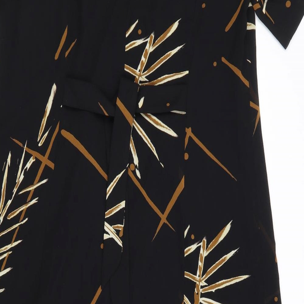 Cavita Womens Black Geometric Polyester Shirt Dress Size 22 Collared Button