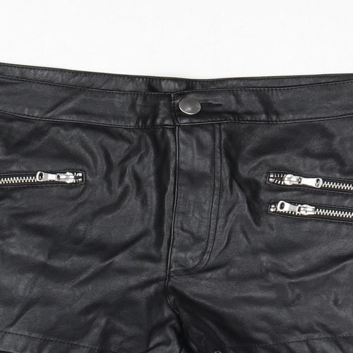 Divided by H&M Womens Black Polyester Hot Pants Shorts Size 14 Regular Zip - Faux Leather