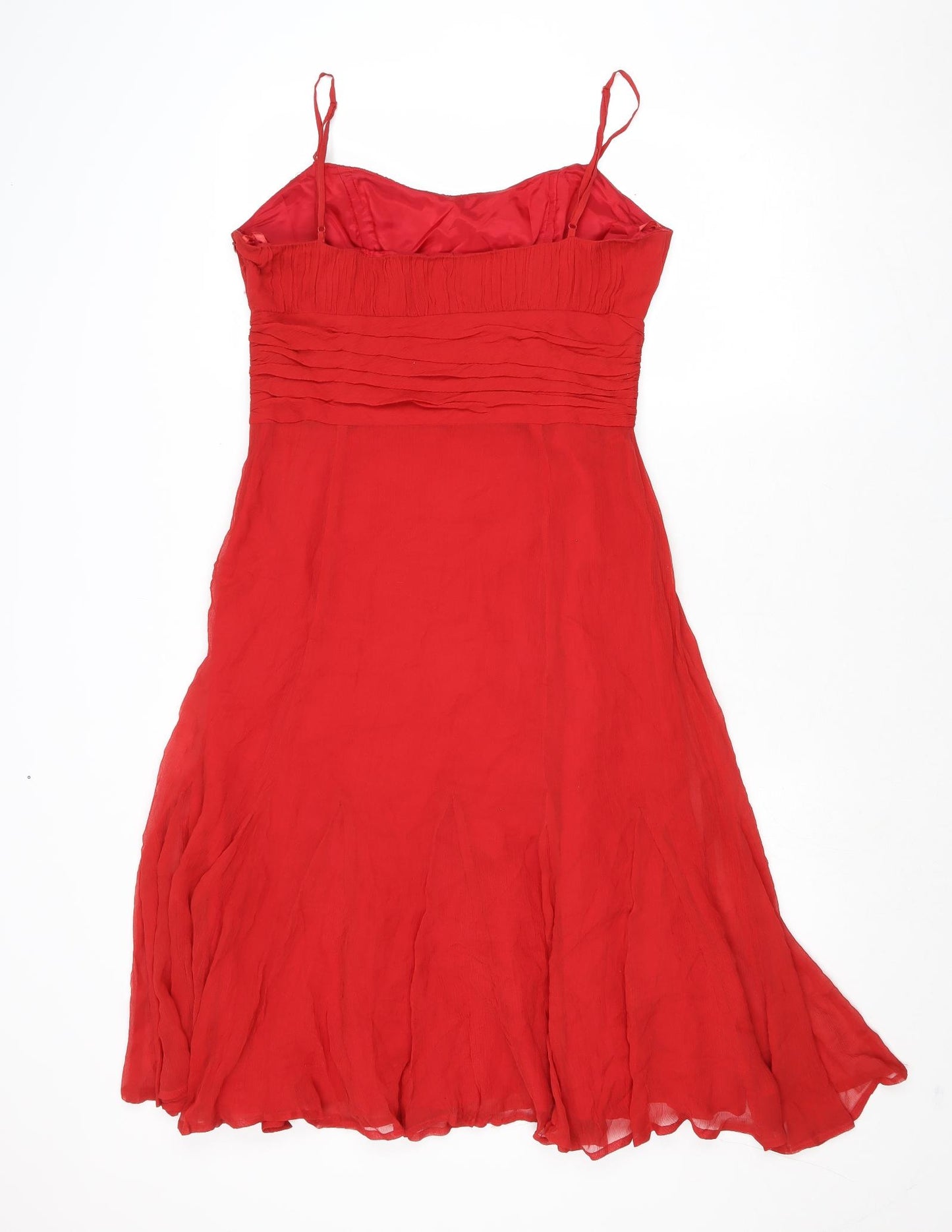 Coast Womens Red Silk Ball Gown Size 12 Round Neck Zip