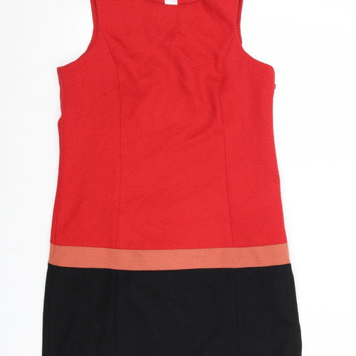 La Redoute Womens Multicoloured Colourblock Polyester A-Line Size 10 Round Neck Zip