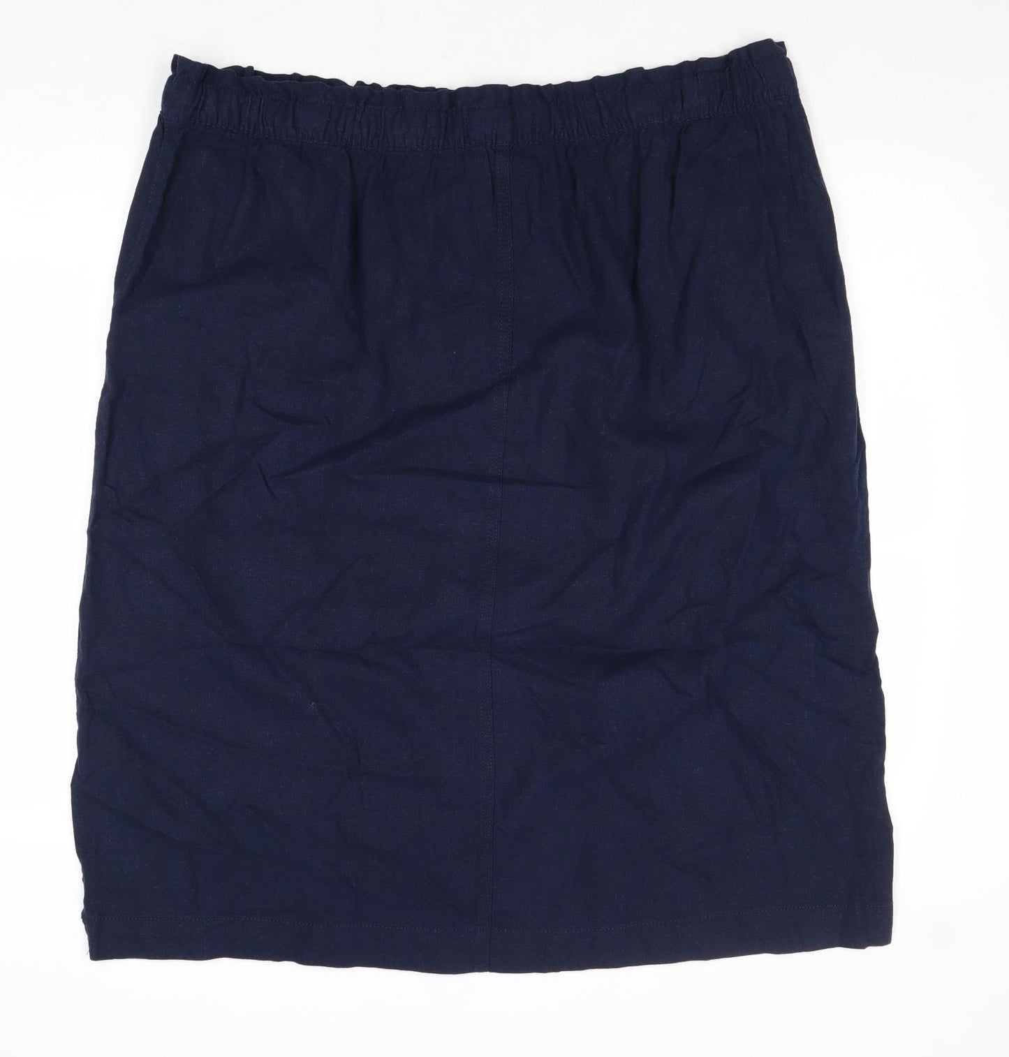 Marks and Spencer Womens Blue Linen A-Line Skirt Size 22 Drawstring