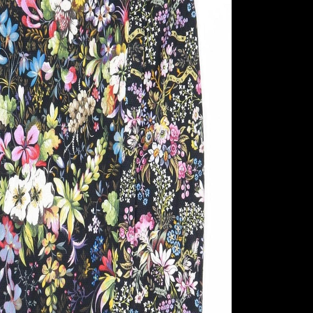 Oasis Womens Multicoloured Floral Cotton Straight & Pencil Skirt Size 8 Zip