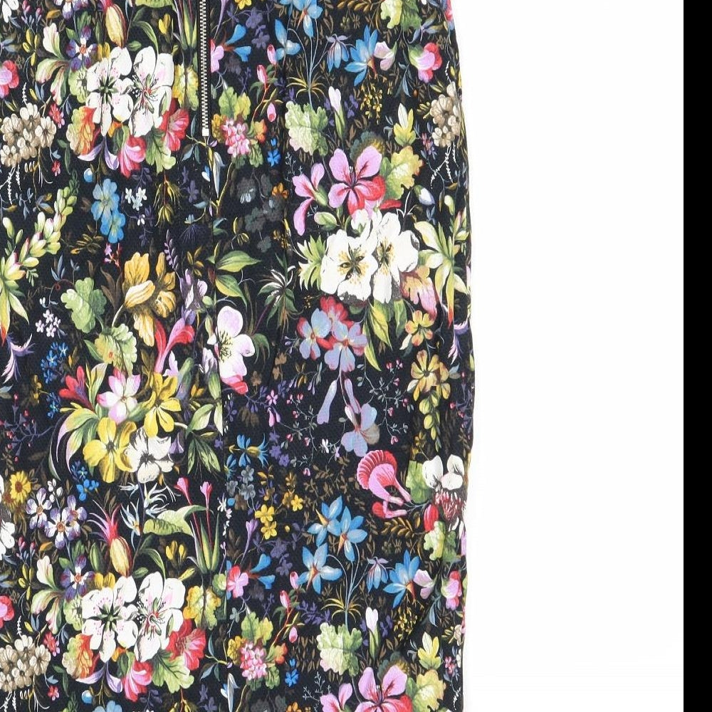 Oasis Womens Multicoloured Floral Cotton Straight & Pencil Skirt Size 8 Zip