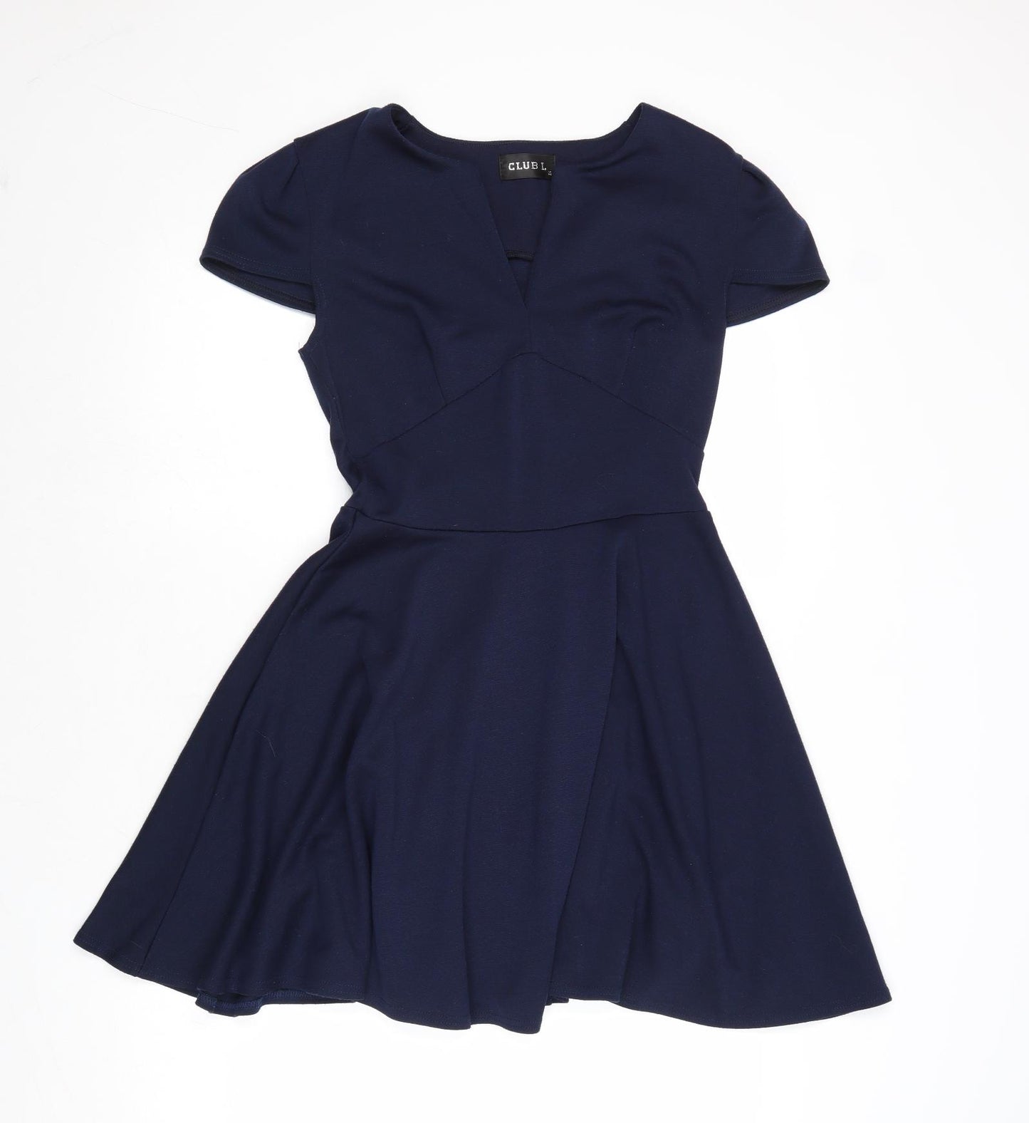 Club L Womens Blue Polyester Fit & Flare Size 12 V-Neck Pullover