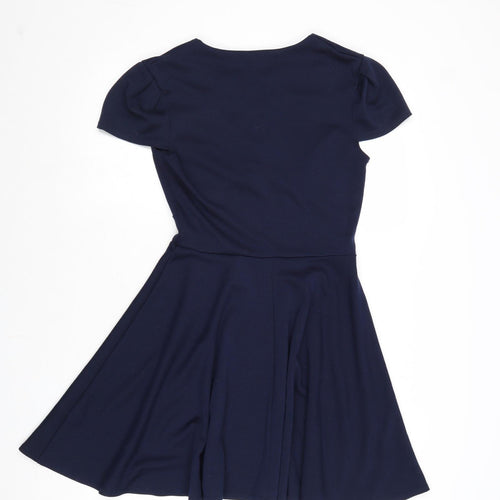 Club L Womens Blue Polyester Fit & Flare Size 12 V-Neck Pullover