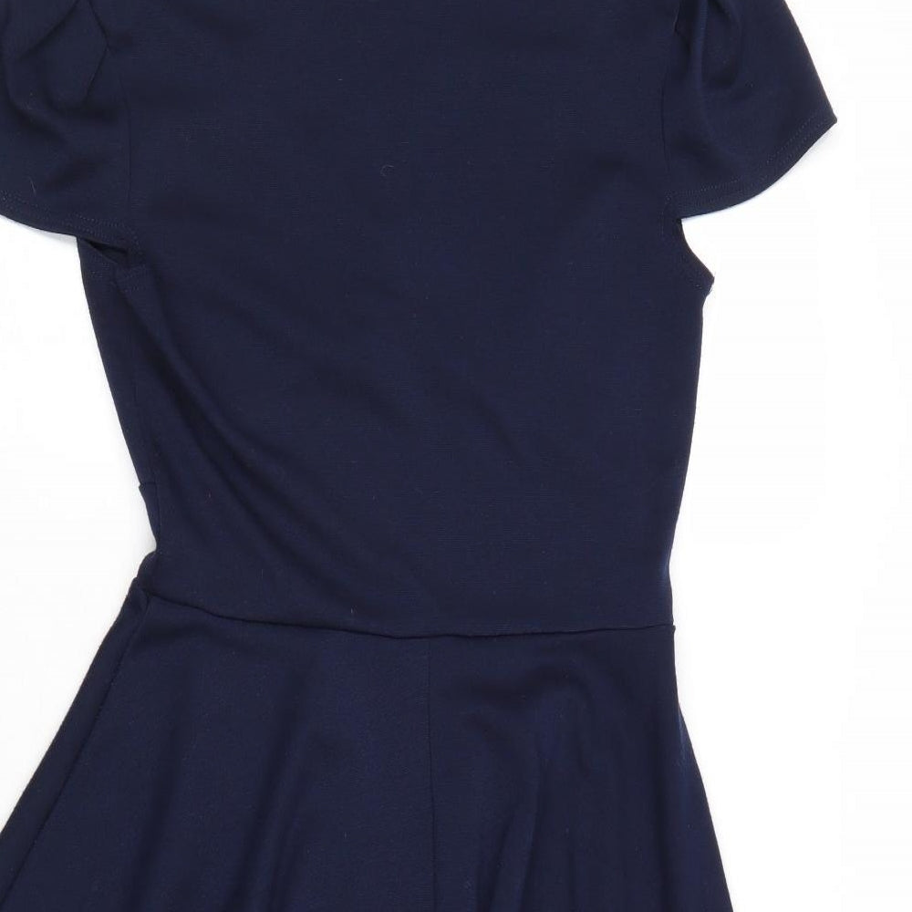Club L Womens Blue Polyester Fit & Flare Size 12 V-Neck Pullover