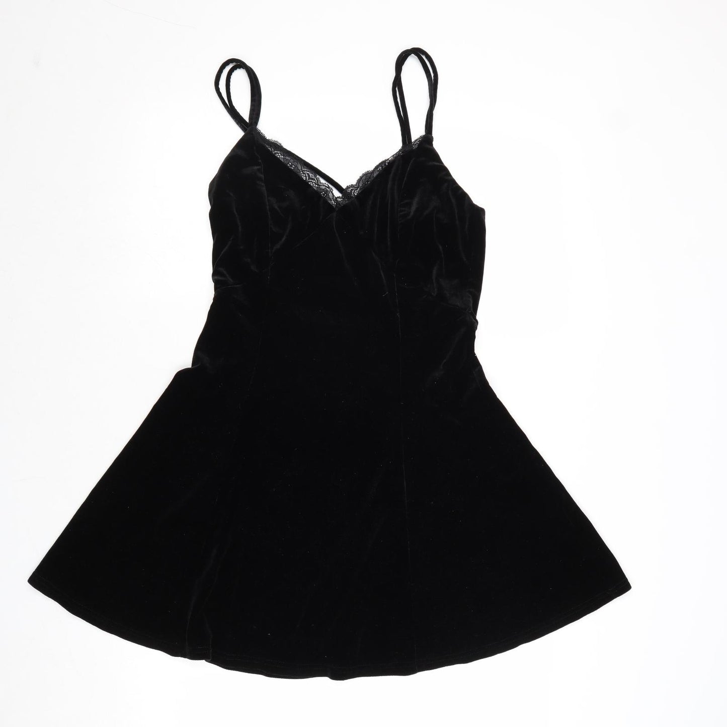 New Look Womens Black Polyester Slip Dress Size 12 V-Neck Pullover