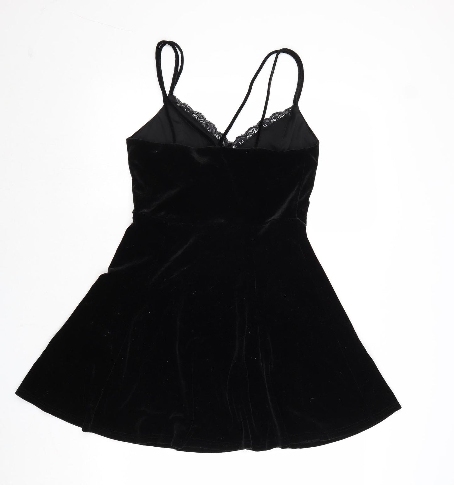 New Look Womens Black Polyester Slip Dress Size 12 V-Neck Pullover
