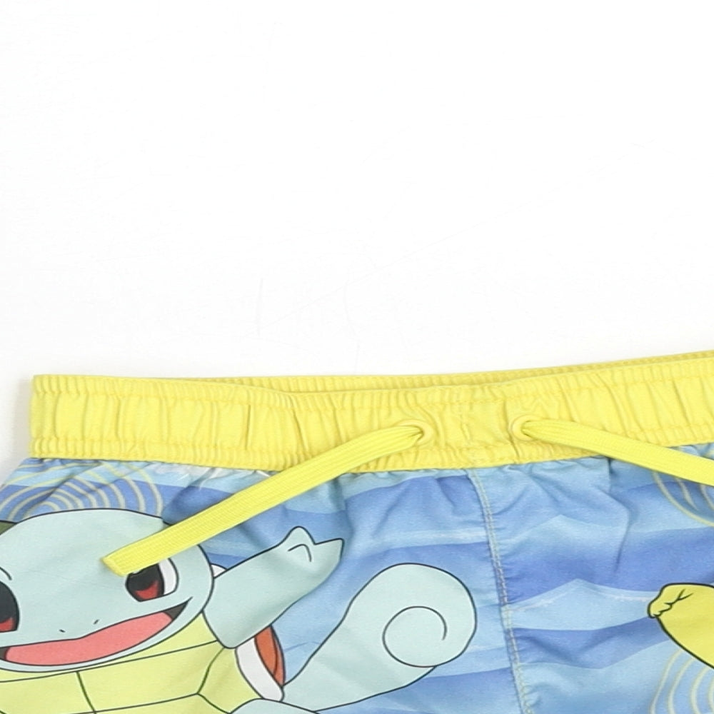 Pokemon Boys Blue Geometric Polyester Sweat Shorts Size 2-3 Years Regular Drawstring - Swim Shorts