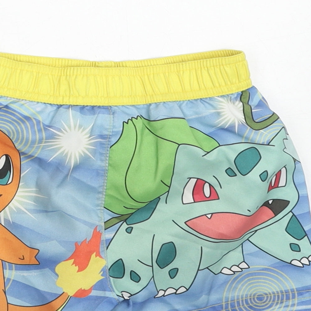 Pokemon Boys Blue Geometric Polyester Sweat Shorts Size 2-3 Years Regular Drawstring - Swim Shorts