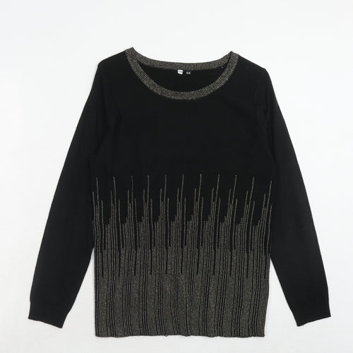 Intuition Womens Black Round Neck Acrylic Pullover Jumper Size 12