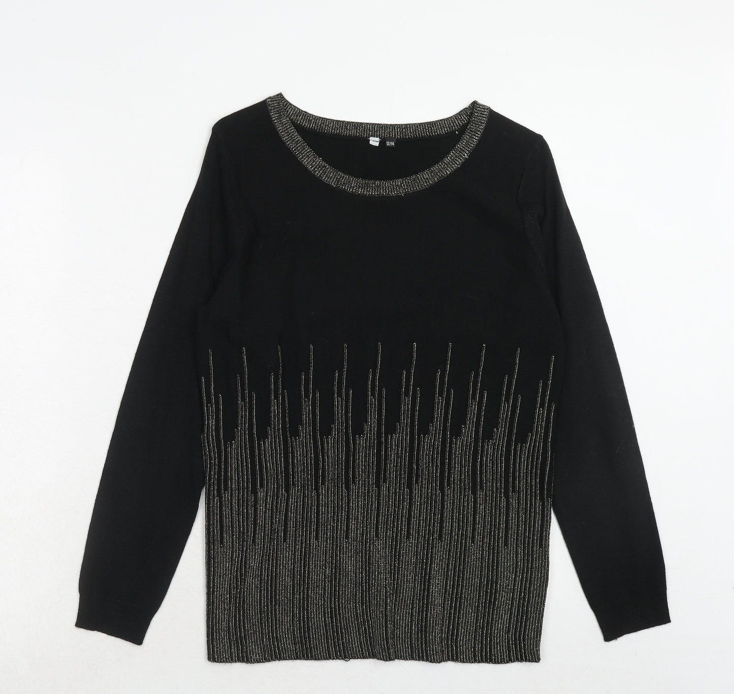Intuition Womens Black Round Neck Acrylic Pullover Jumper Size 12