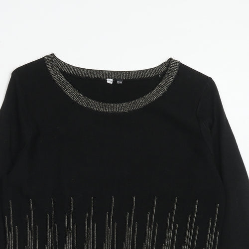 Intuition Womens Black Round Neck Acrylic Pullover Jumper Size 12