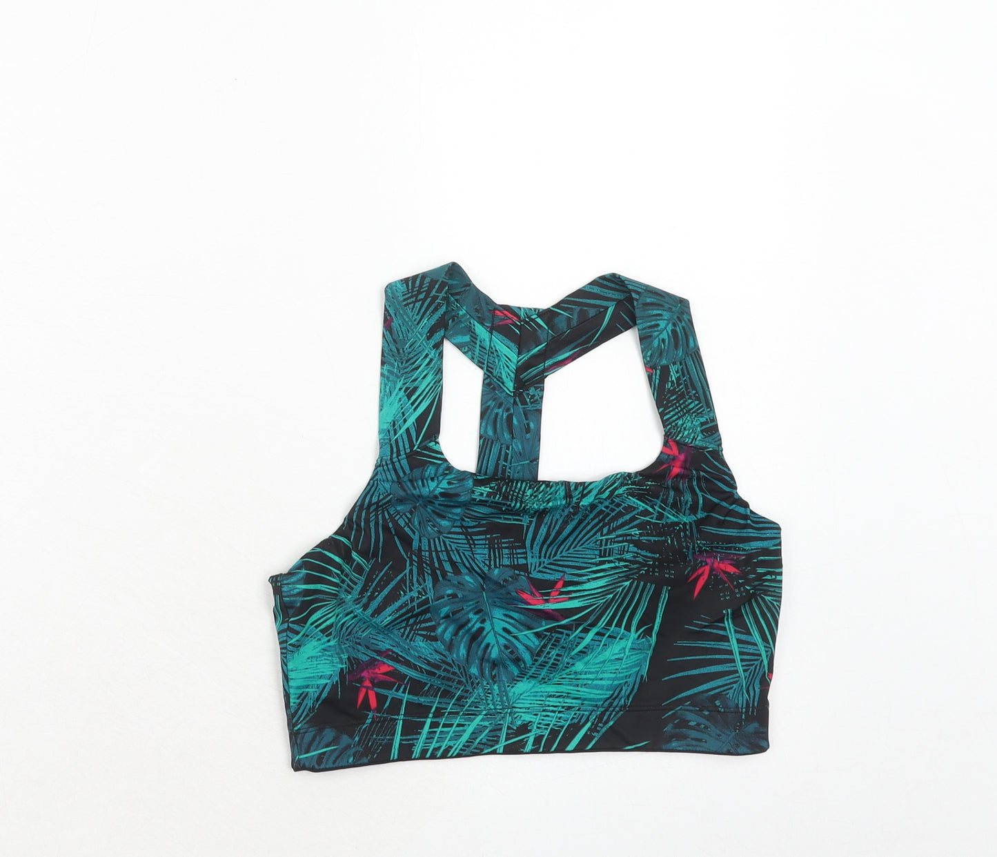 Marks and Spencer Womens Green Geometric Polyamide Blend Cropped Tank Size L Square Neck Pullover
