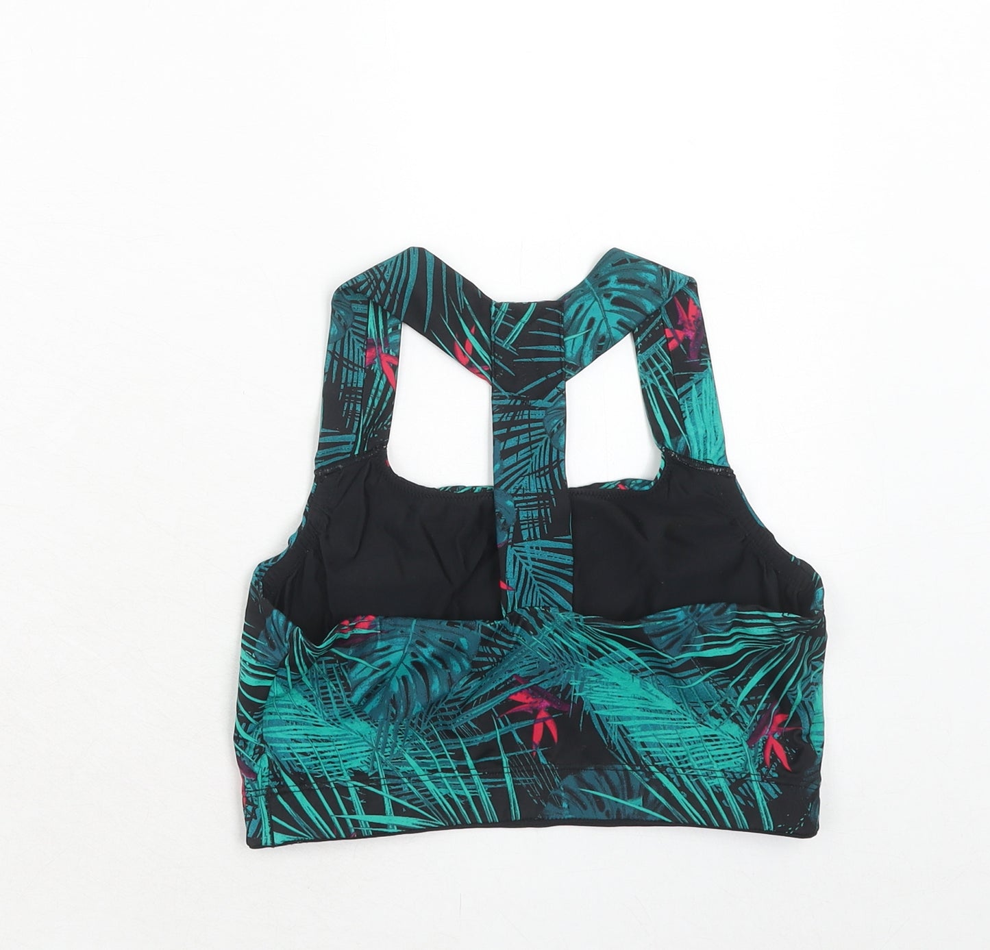 Marks and Spencer Womens Green Geometric Polyamide Blend Cropped Tank Size L Square Neck Pullover