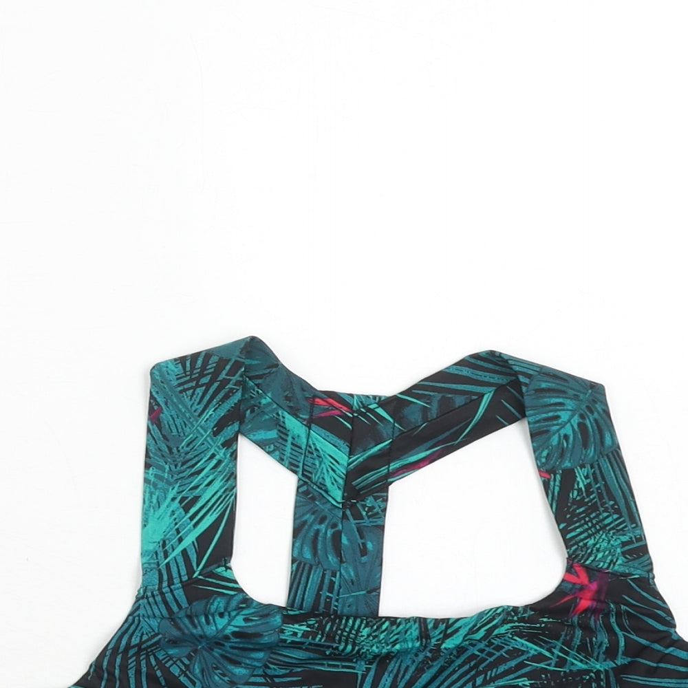 Marks and Spencer Womens Green Geometric Polyamide Blend Cropped Tank Size L Square Neck Pullover