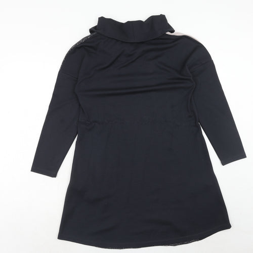 Viza Viz Womens Blue Colourblock Polyester Jumper Dress Size 8 Roll Neck Pullover - Size 8-10