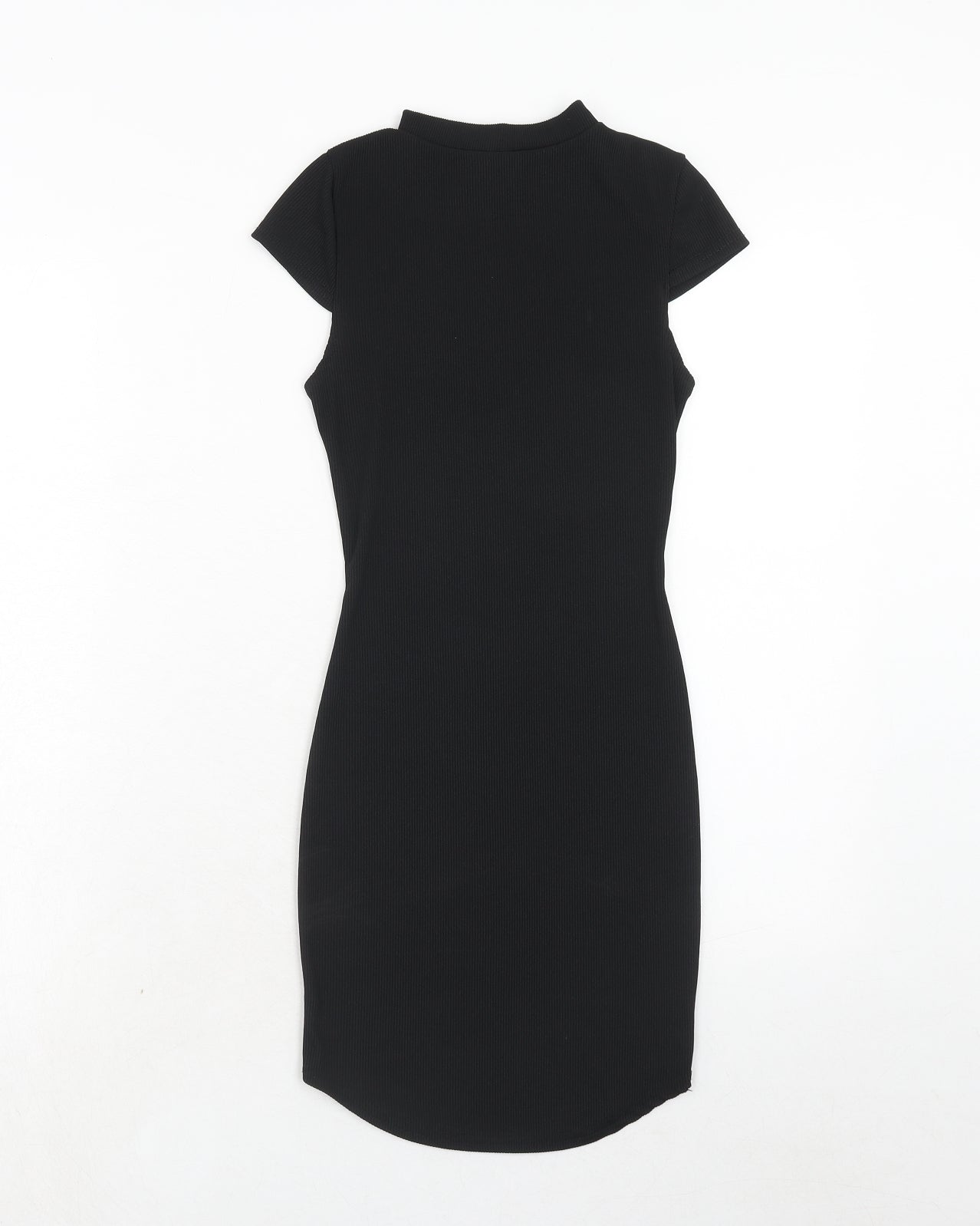 PRETTYLITTLETHING Womens Black Polyester Bodycon Size 8 Mock Neck Pullover