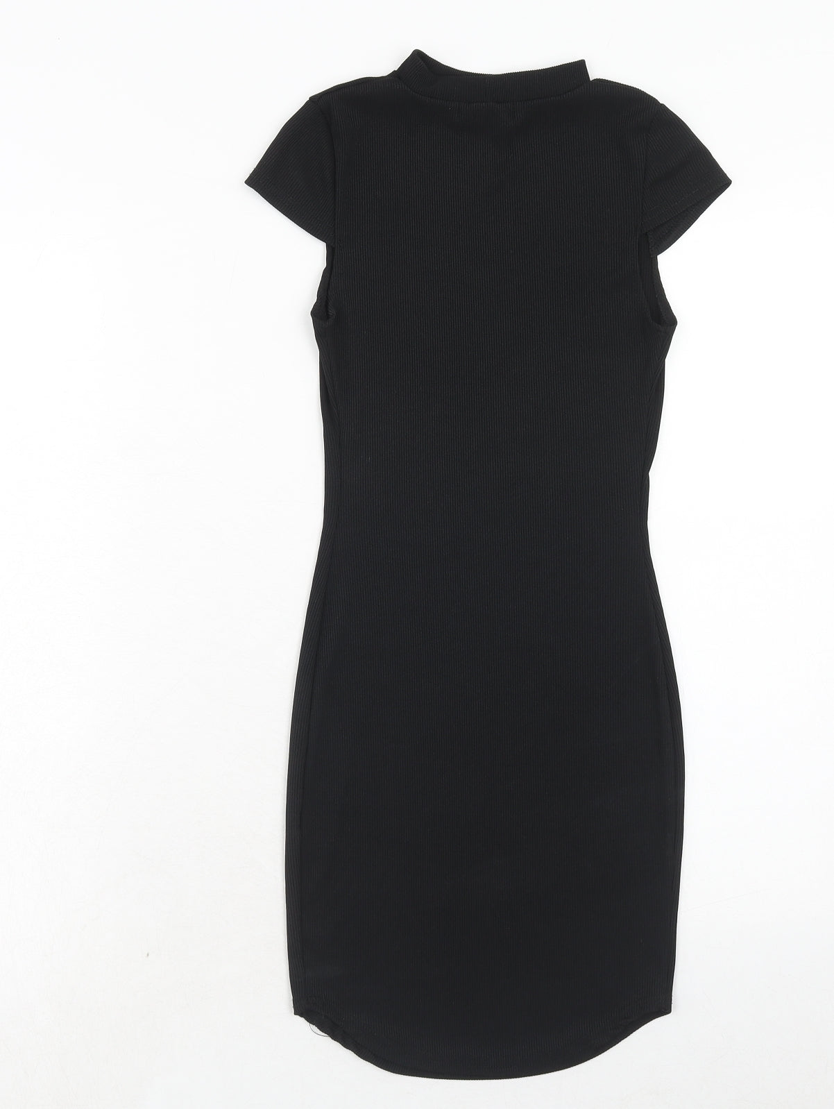 PRETTYLITTLETHING Womens Black Polyester Bodycon Size 8 Mock Neck Pullover