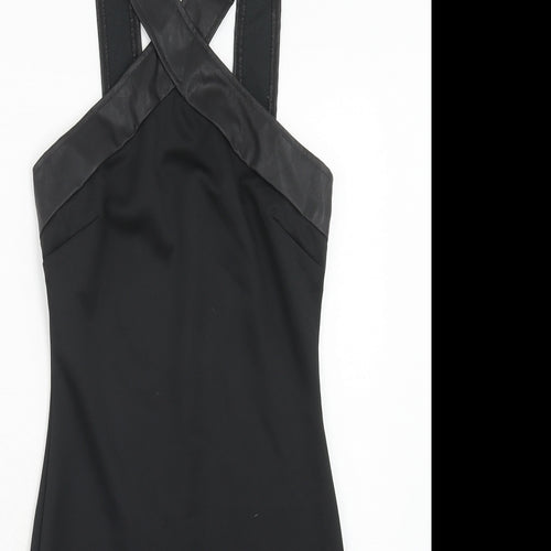AX Paris Womens Black Polyester Bodycon Size 6 V-Neck Zip
