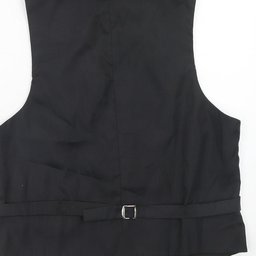 Piscador Mens Black Geometric Silk Jacket Suit Waistcoat Size 42 Regular