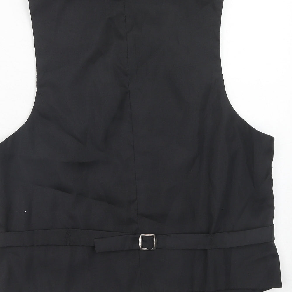 Piscador Mens Black Geometric Silk Jacket Suit Waistcoat Size 42 Regular