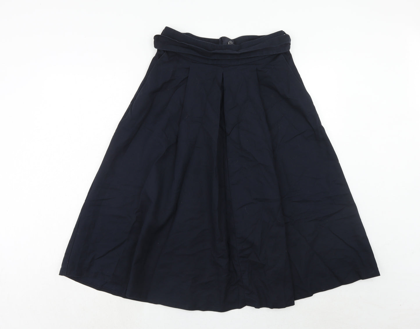 Marks and Spencer Womens Blue Cotton Swing Skirt Size 10 Zip