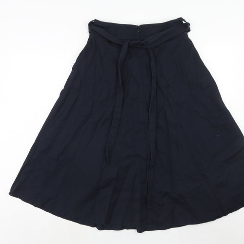 Marks and Spencer Womens Blue Cotton Swing Skirt Size 10 Zip