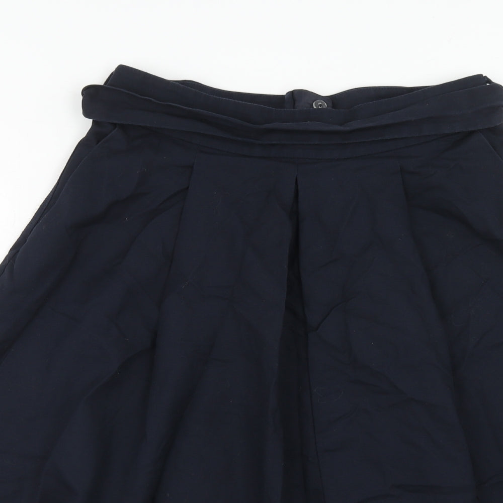 Marks and Spencer Womens Blue Cotton Swing Skirt Size 10 Zip