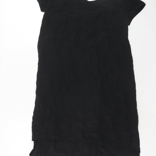 Topshop Womens Black Silk A-Line Size 8 Round Neck Pullover