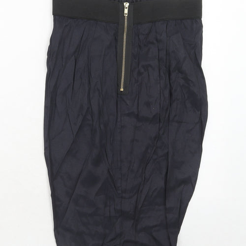 Topshop Womens Blue Viscose A-Line Skirt Size 10 Zip