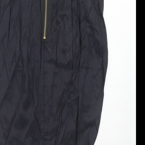 Topshop Womens Blue Viscose A-Line Skirt Size 10 Zip