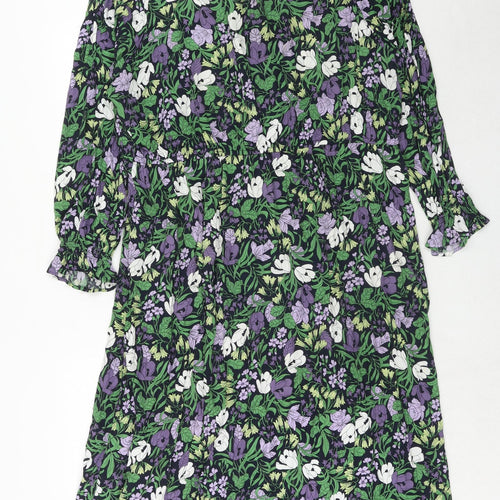 Marks and Spencer Womens Multicoloured Floral Viscose Maxi Size 24 Round Neck Button