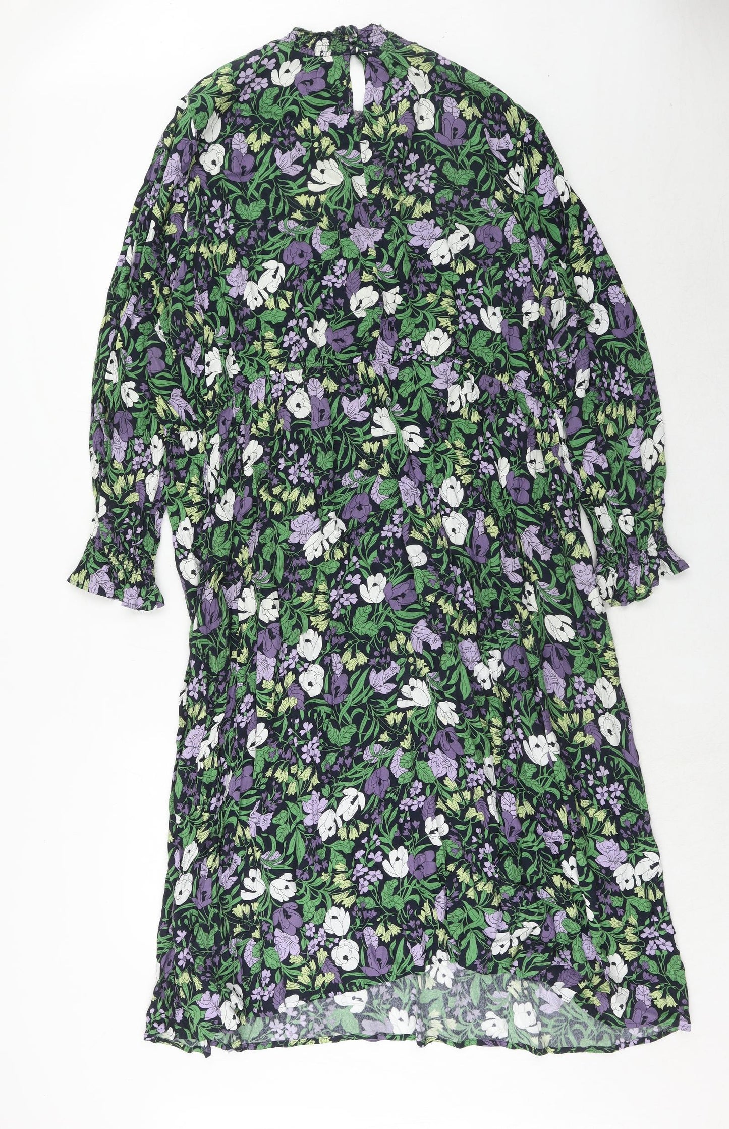 Marks and Spencer Womens Multicoloured Floral Viscose Maxi Size 24 Round Neck Button
