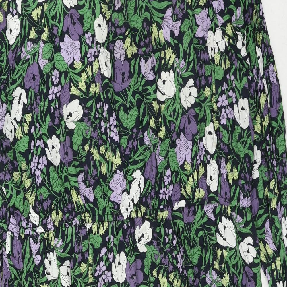 Marks and Spencer Womens Multicoloured Floral Viscose Maxi Size 24 Round Neck Button