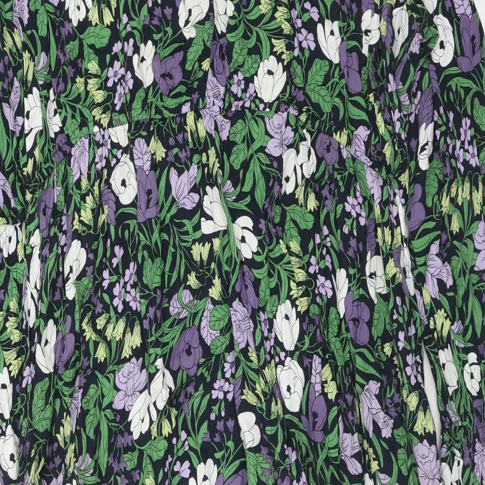 Marks and Spencer Womens Multicoloured Floral Viscose Maxi Size 24 Round Neck Button