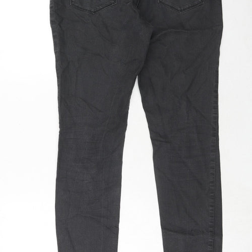 Wallis Womens Grey Cotton Skinny Jeans Size 14 Regular Zip