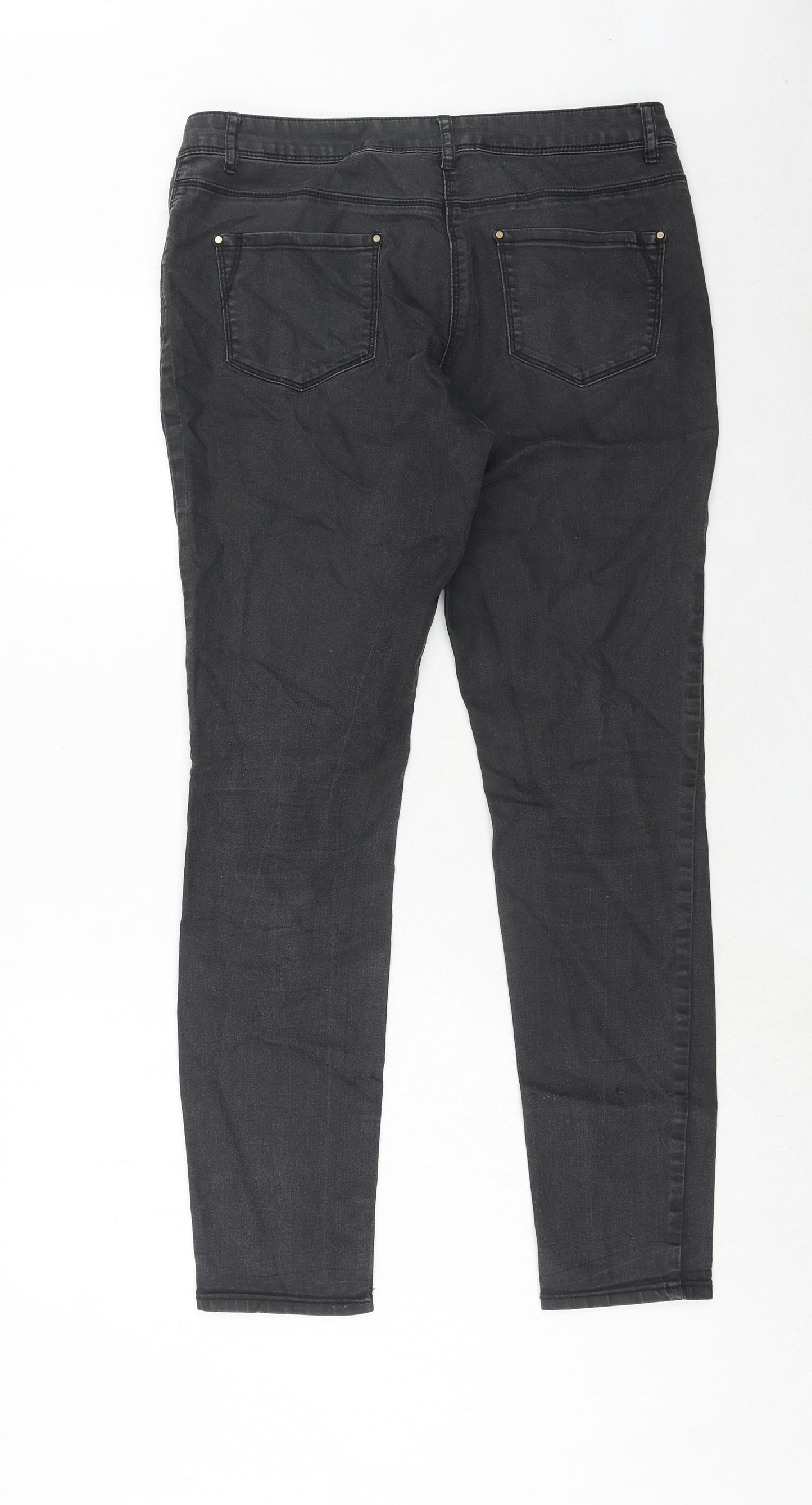 Wallis Womens Grey Cotton Skinny Jeans Size 14 Regular Zip