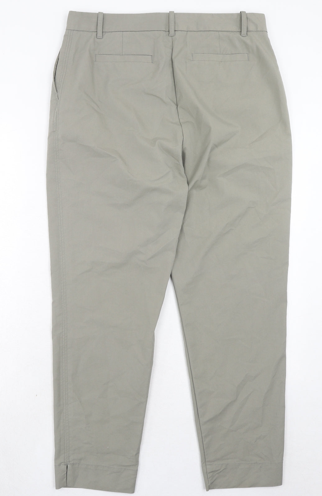 Marks and Spencer Womens Beige Cotton Chino Trousers Size 14 Regular Hook & Eye