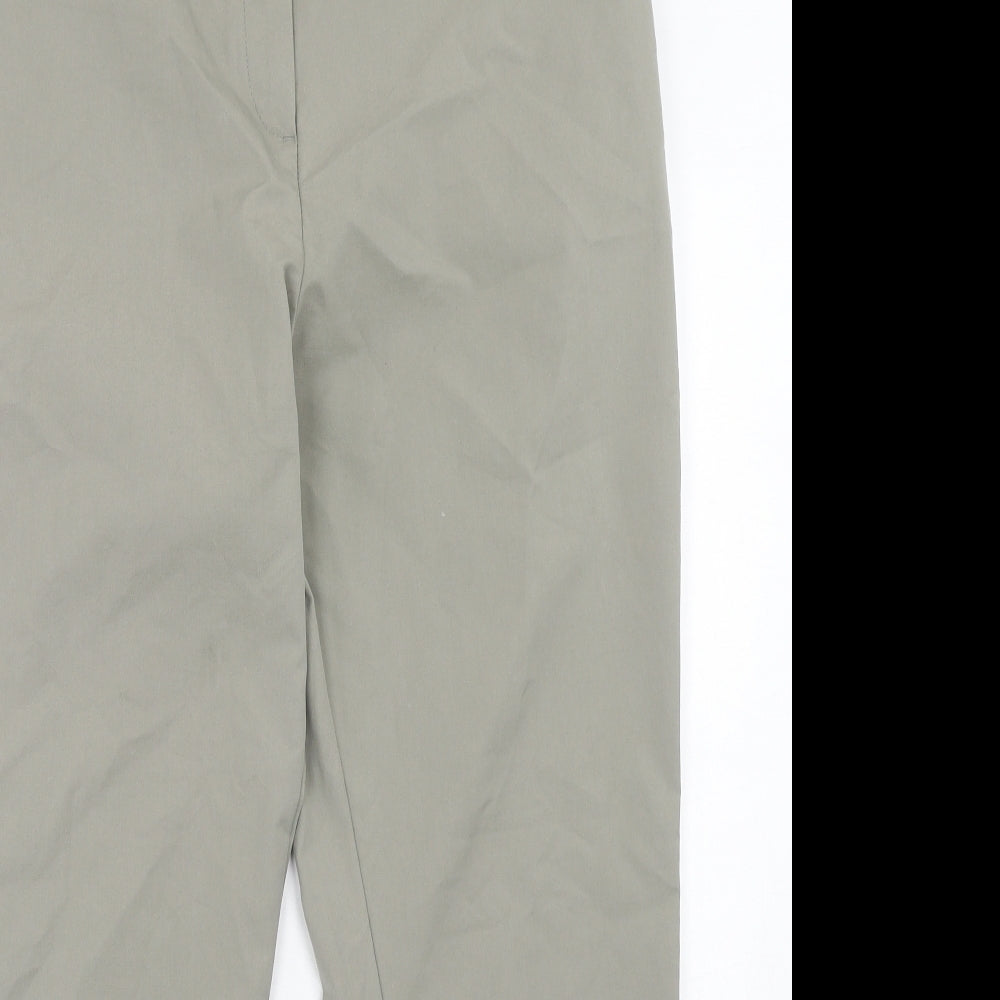 Marks and Spencer Womens Beige Cotton Chino Trousers Size 14 Regular Hook & Eye