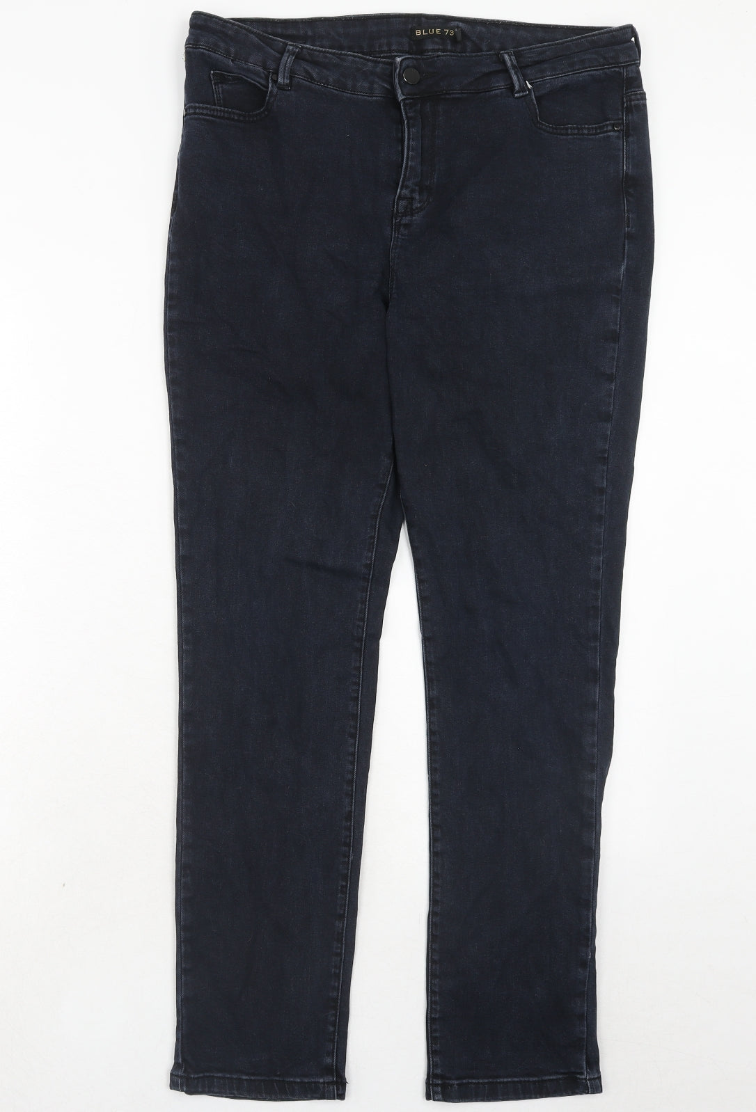 Blue 73 Womens Blue Cotton Straight Jeans Size 16 Regular Zip