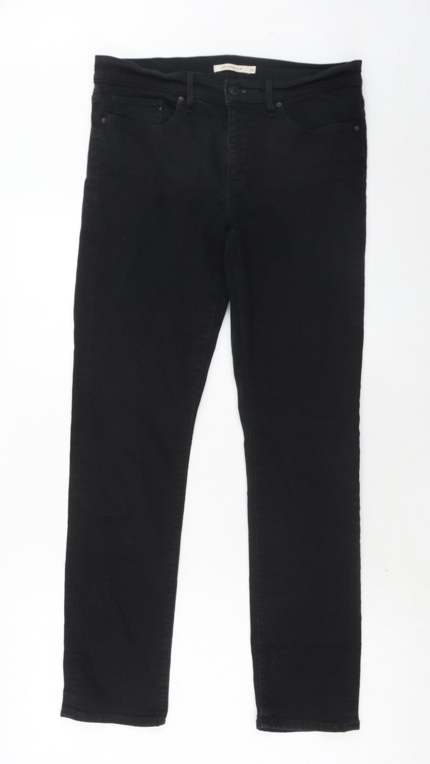 Signature by Levi Strauss & Co. Womens Black Cotton Straight Jeans Size 30 in L32 in Slim Zip