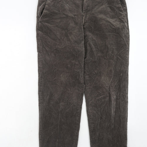 Marks and Spencer Mens Brown Cotton Trousers Size 36 in L29 in Regular Zip