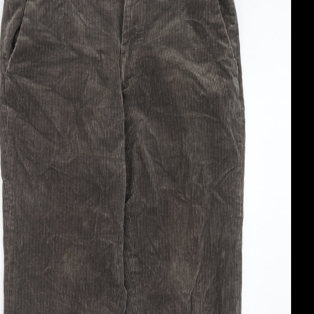 Marks and Spencer Mens Brown Cotton Trousers Size 36 in L29 in Regular Zip