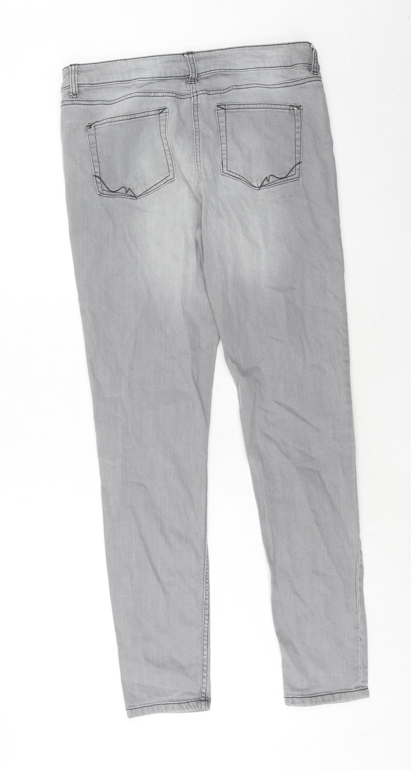 NEXT Womens Grey Cotton Skinny Jeans Size 12 Regular Zip