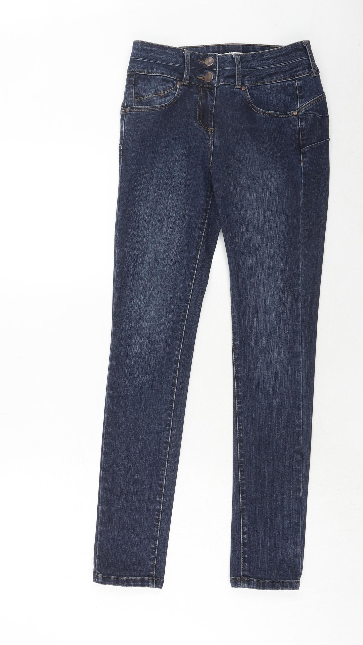 Jasper Conran Womens Blue Cotton Skinny Jeans Size 8 Regular Zip