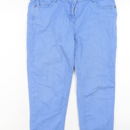 BHS Womens Blue Cotton Straight Jeans Size 12 Regular Zip