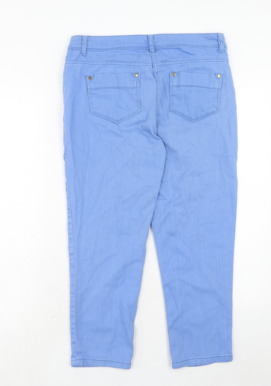 BHS Womens Blue Cotton Straight Jeans Size 12 Regular Zip