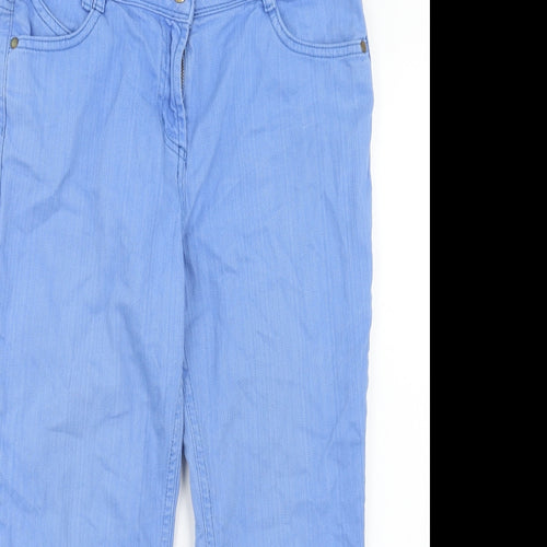 BHS Womens Blue Cotton Straight Jeans Size 12 Regular Zip